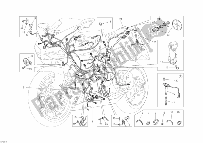 All parts for the Wiring Harness of the Ducati Superbike 848 USA 2010